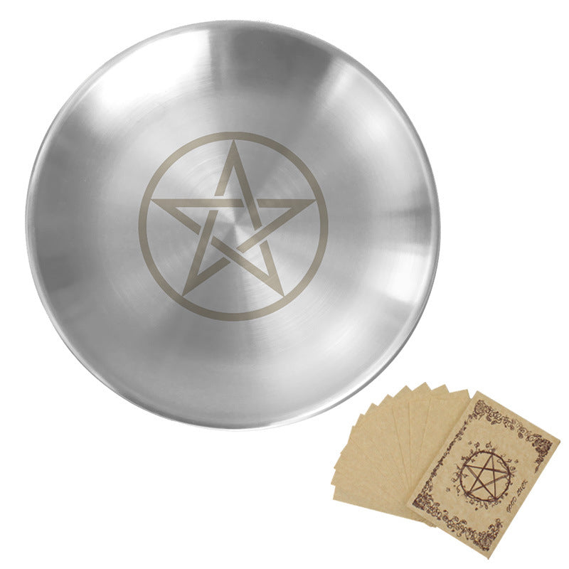  Olivenorma Phase Moon Pentagram Stainless Steel Holy Plate - Pentagram&Parchment - image 1