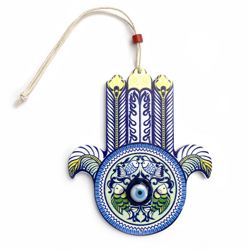 Olivenorma Geometric Wooden Hamsa Wall Decor Ornament