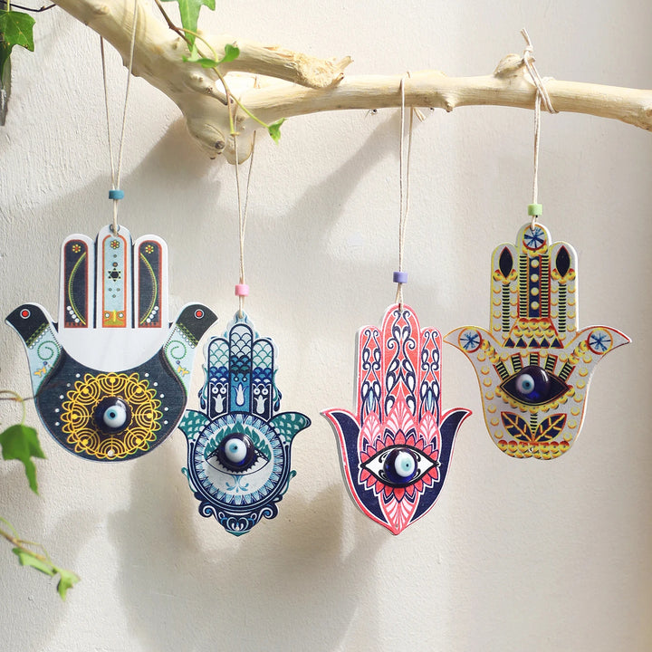 Olivenorma Geometric Wooden Hamsa Wall Decor Ornament