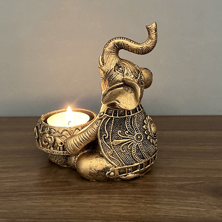 Olivenorma Indian Diwali Elephant Menorah Ganesha Candle Holder