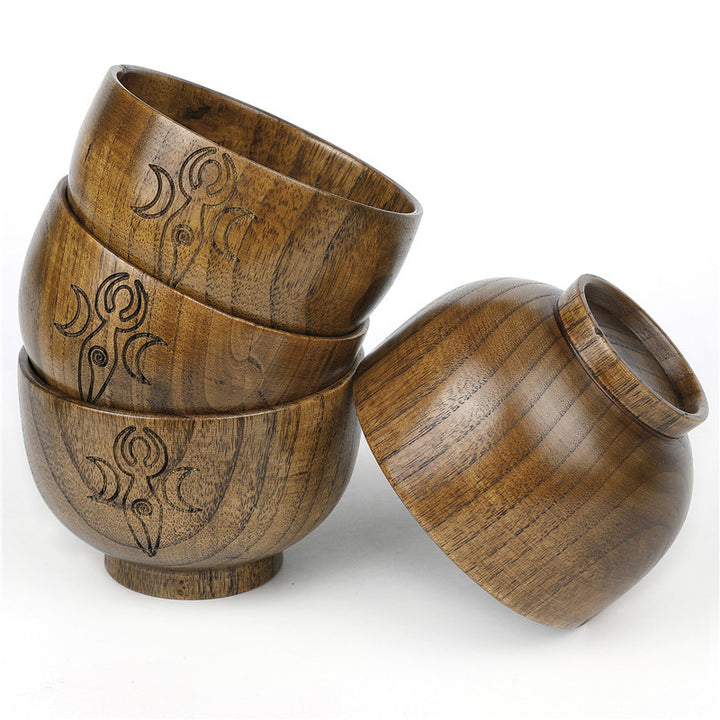Olivenorma Engraved Pentagram Moon Phases Goddess Wooden Holy Bowl