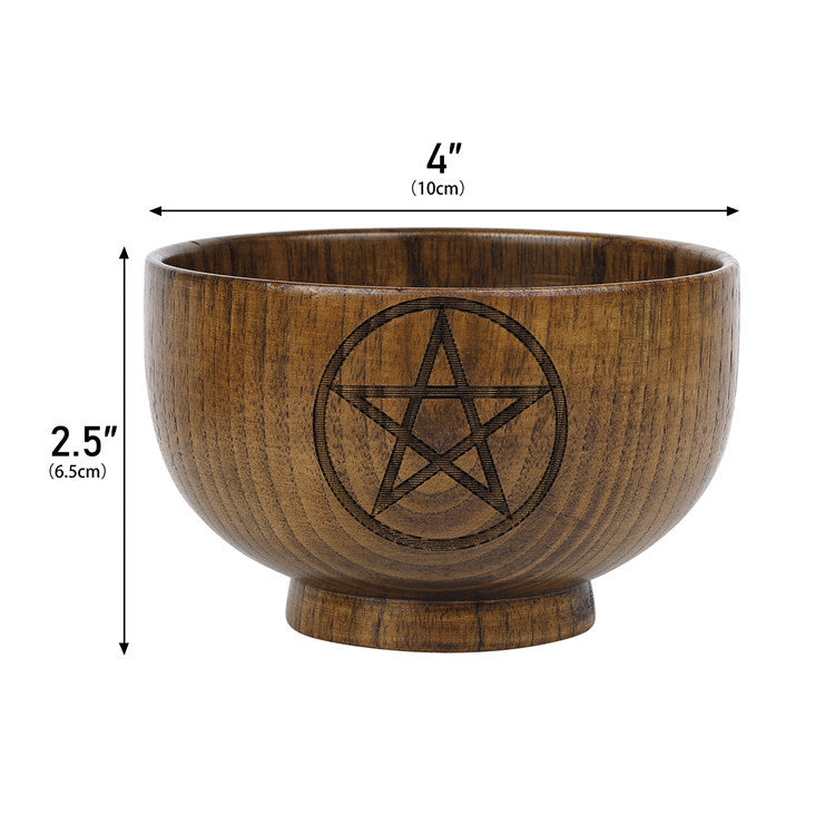 Olivenorma Engraved Pentagram Moon Phases Goddess Wooden Holy Bowl