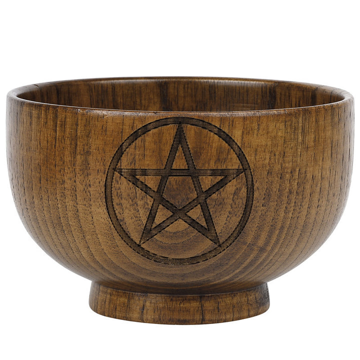 Olivenorma Engraved Pentagram Moon Phases Goddess Wooden Holy Bowl