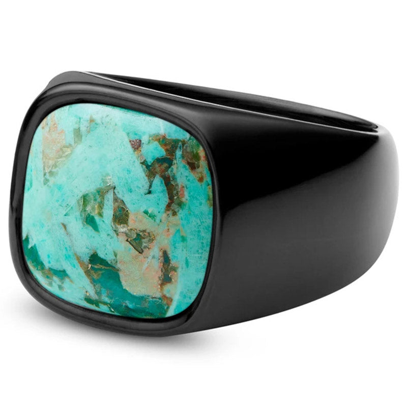 Olivenorma Vintage Natural Stone Titanium Steel Ring - image 18