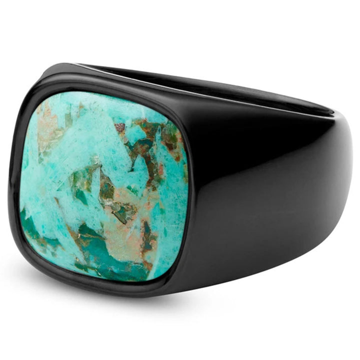 Olivenorma Vintage Natural Stone Titanium Steel Ring - image 18