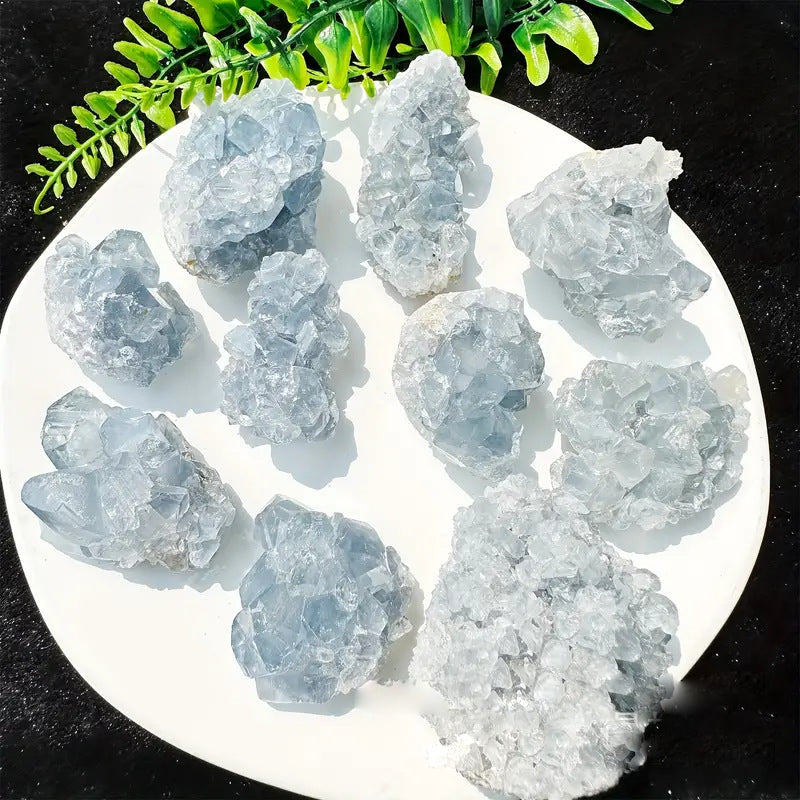 Olivenorma Irregular Natural Celestine Crystal Cluster Natural Stone