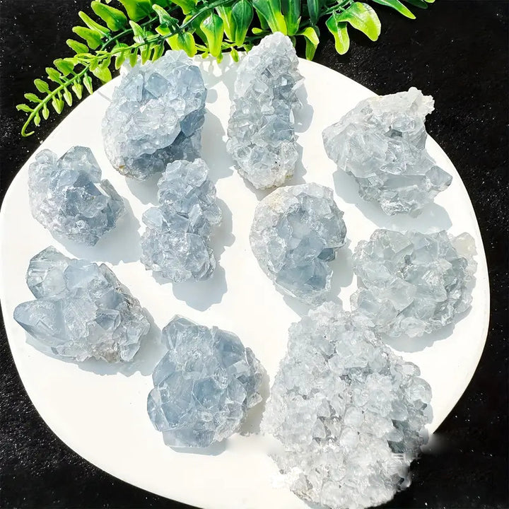 Olivenorma Irregular Natural Celestine Crystal Cluster Natural Stone