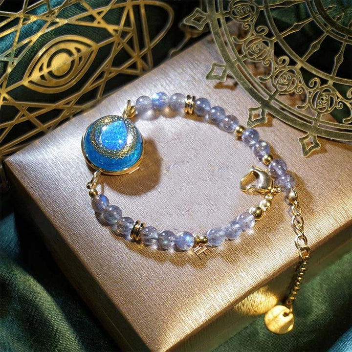 Olivenorma Blue Drop Opal Pendant Moonstone Labradorite Beaded Bracelet