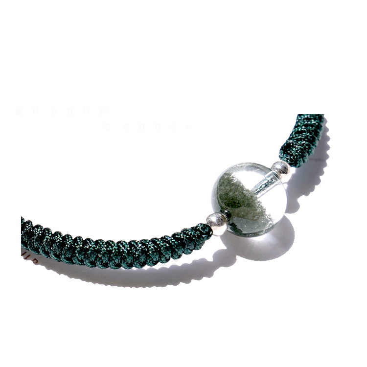 Olivenorma 8-14mm Green Phantom Quartz Beads Pendant Braided Bracelet