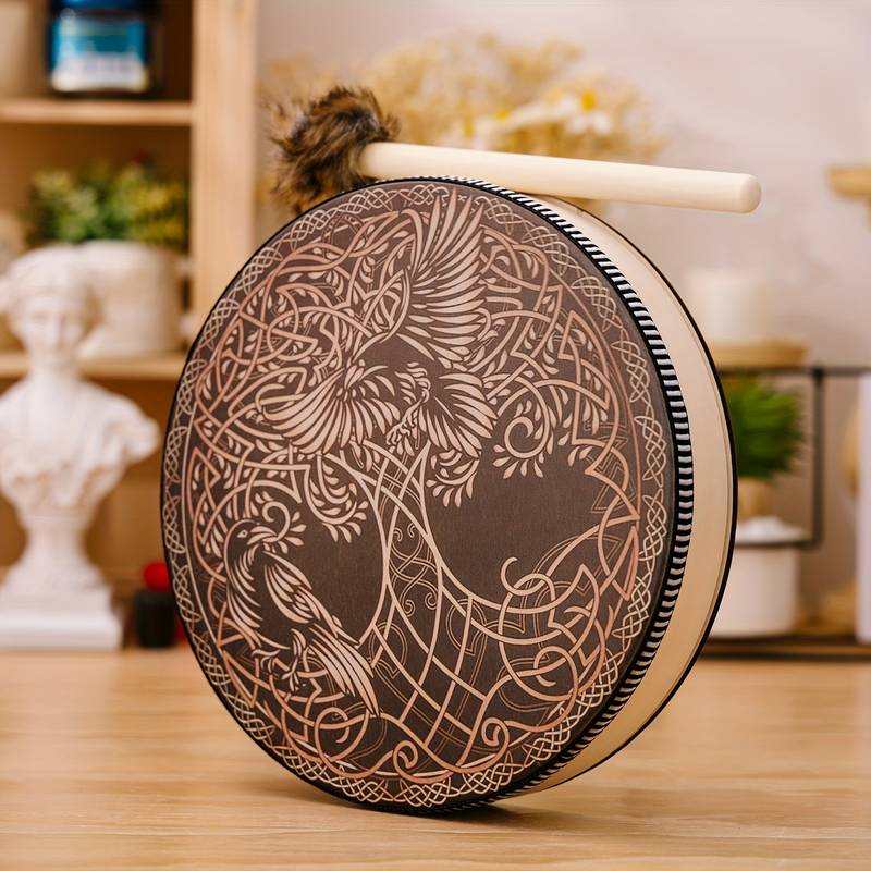 Olivenorma Shaman Viking Tree Of Life 2 Birds Print Drum
