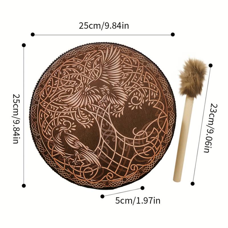 Olivenorma Shaman Viking Tree Of Life 2 Birds Print Drum