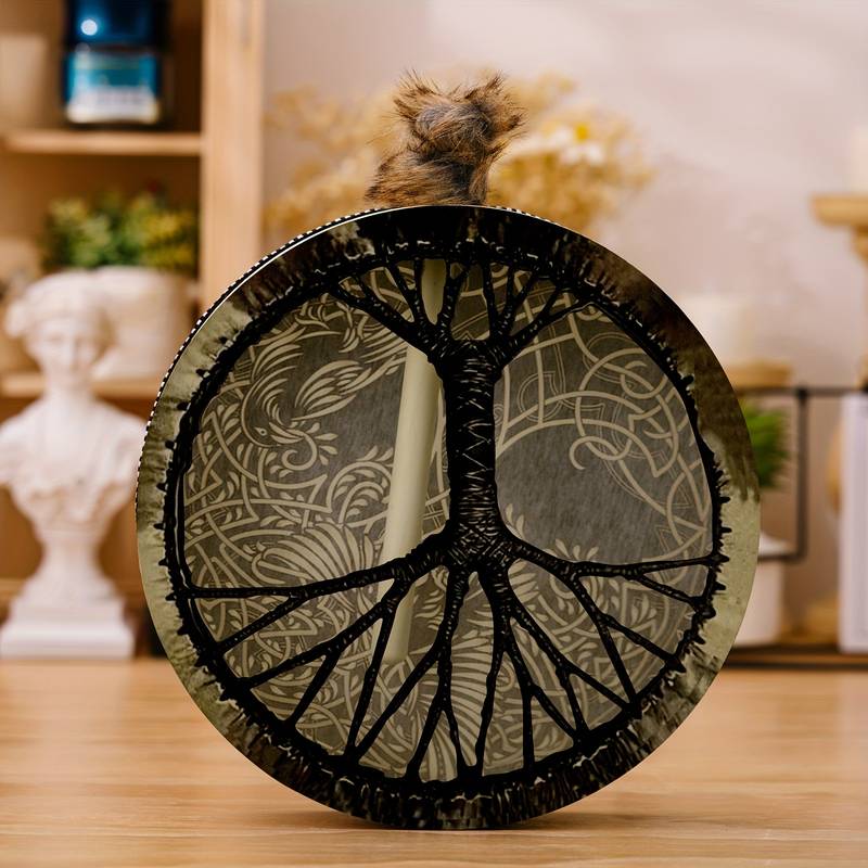 Olivenorma Shaman Viking Tree Of Life 2 Birds Print Drum