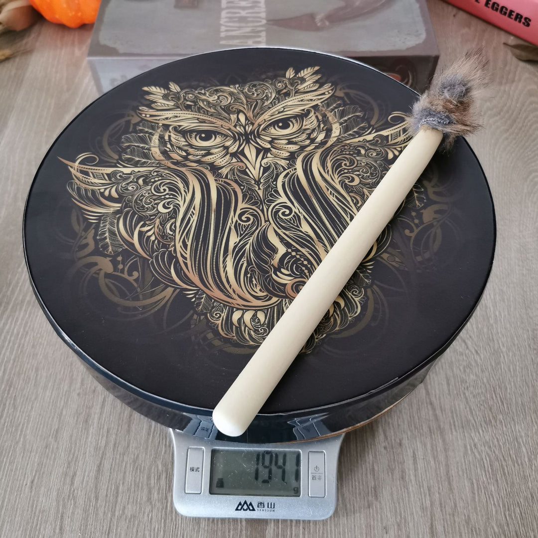 Olivenorma Handcrafted Shamanic Siberian Owl Print Drum