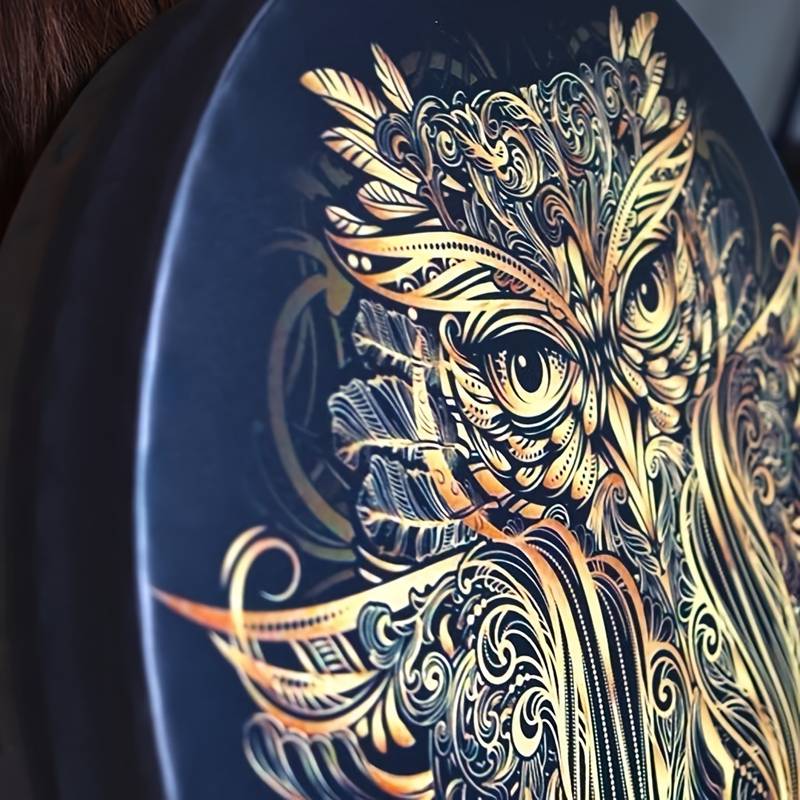 Olivenorma Handcrafted Shamanic Siberian Owl Print Drum