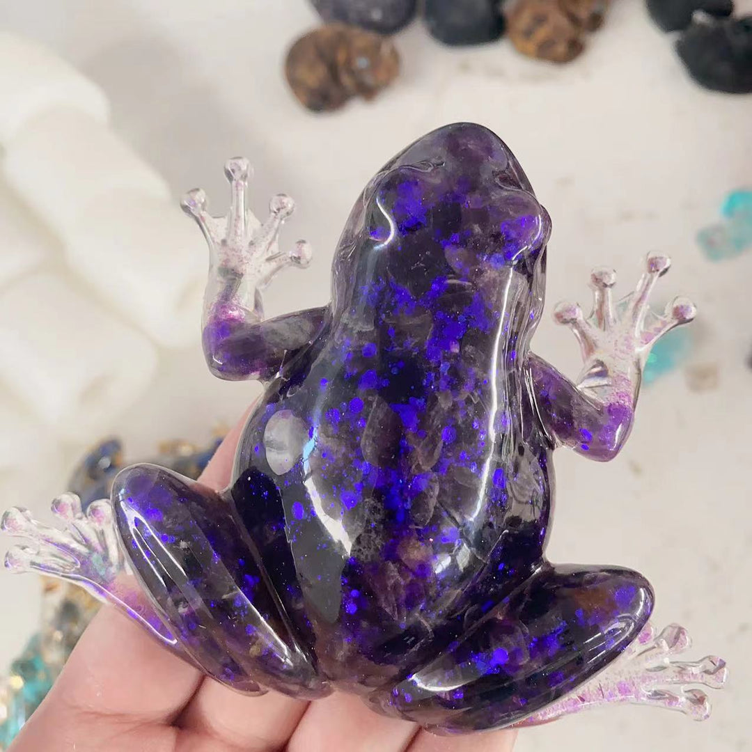 Olivenorma Crystal Resin Frog Ornament Gemstone Decoration - Amethyst&Sequins - image 3