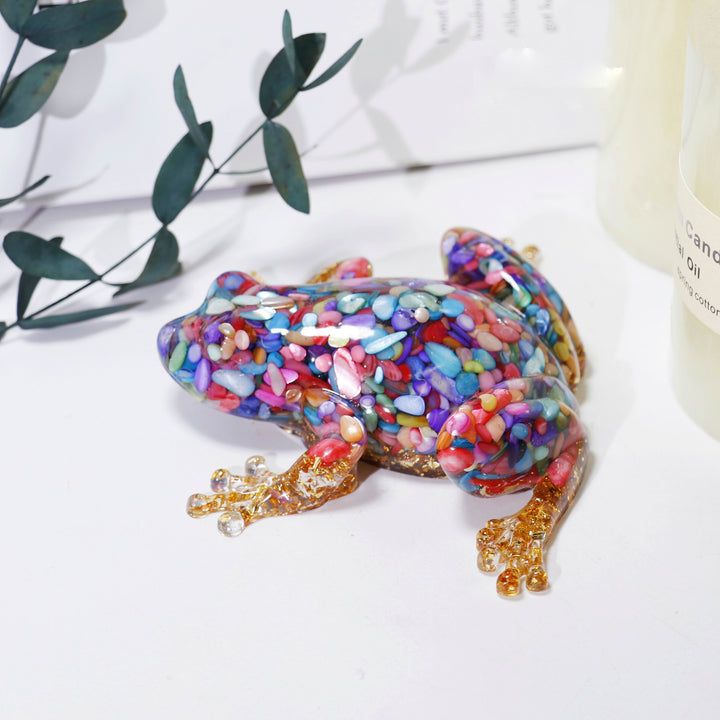 Olivenorma Crystal Resin Frog Ornament Gemstone Decoration - Colored Stones - image 2