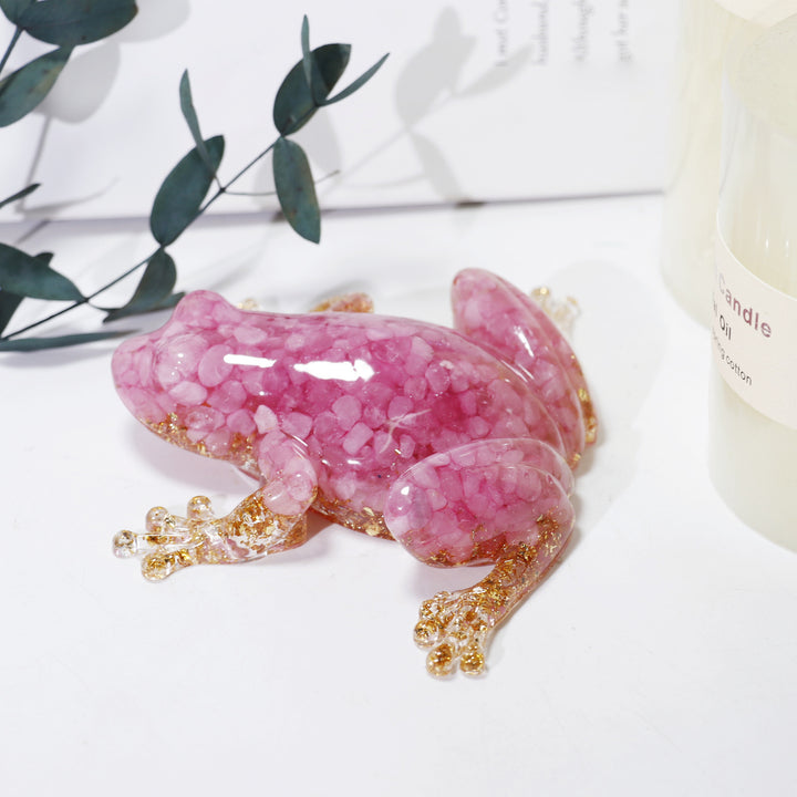 Olivenorma Crystal Resin Frog Ornament Gemstone Decoration - Pink Crystal - image 6