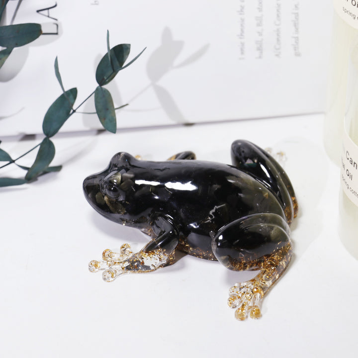 Olivenorma Crystal Resin Frog Ornament Gemstone Decoration - Obsidian - image 10