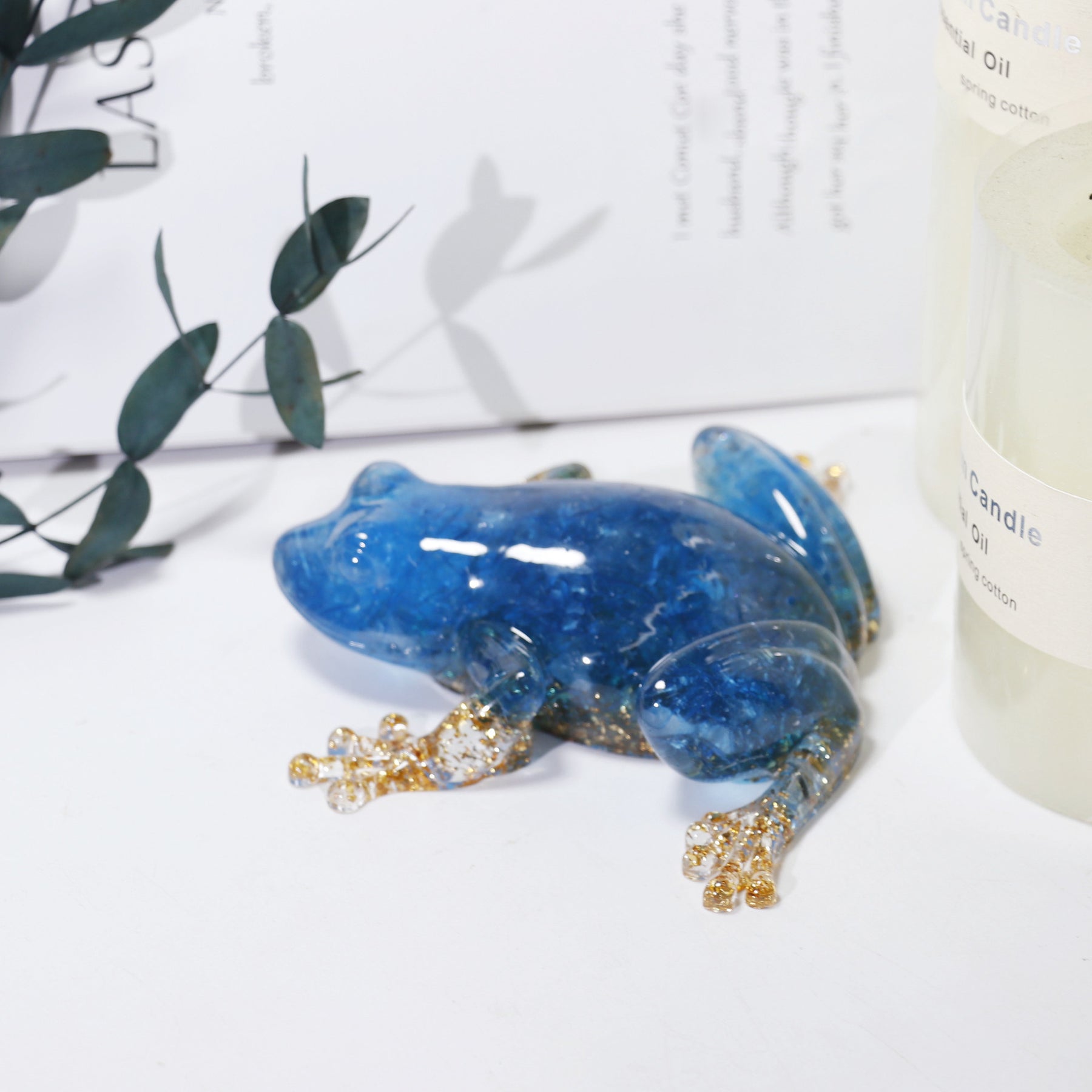 Olivenorma Crystal Resin Frog Ornament Gemstone Decoration - Aquamarine - image 12