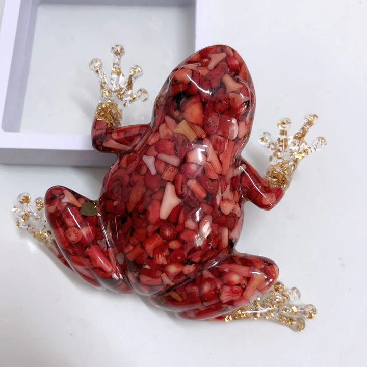 Olivenorma Crystal Resin Frog Ornament Gemstone Decoration - Red Agate - image 18