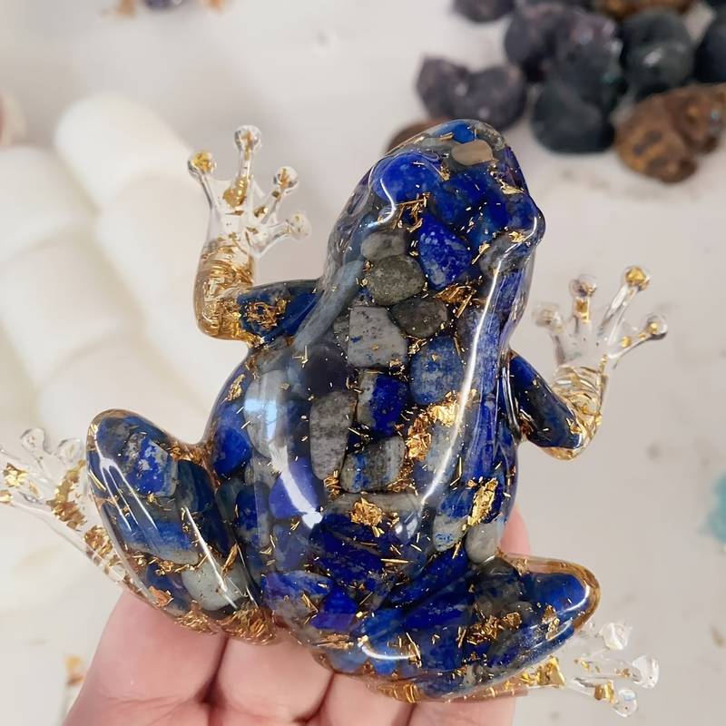 Olivenorma Crystal Resin Frog Ornament Gemstone Decoration - Lapis Lazuli - image 24