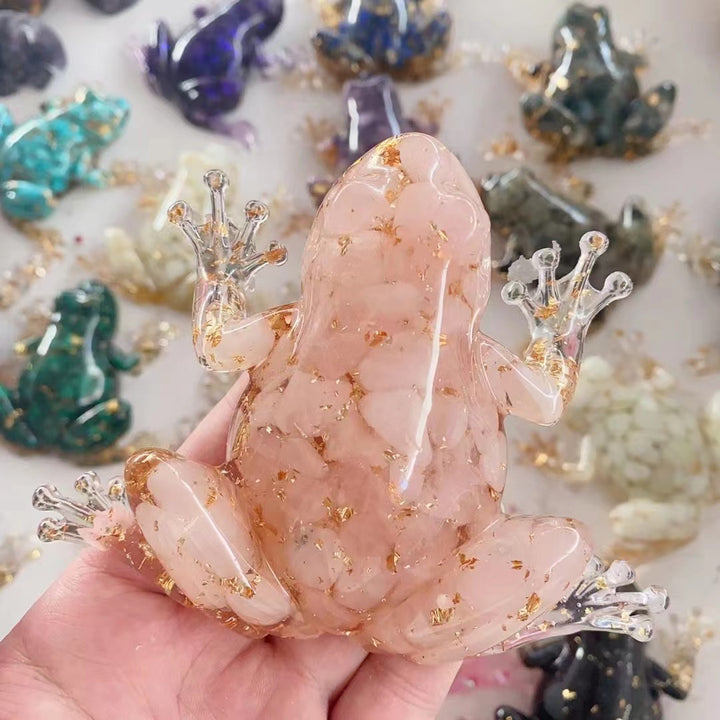 Olivenorma Crystal Resin Frog Ornament Gemstone Decoration - Rose Quartz - image 26