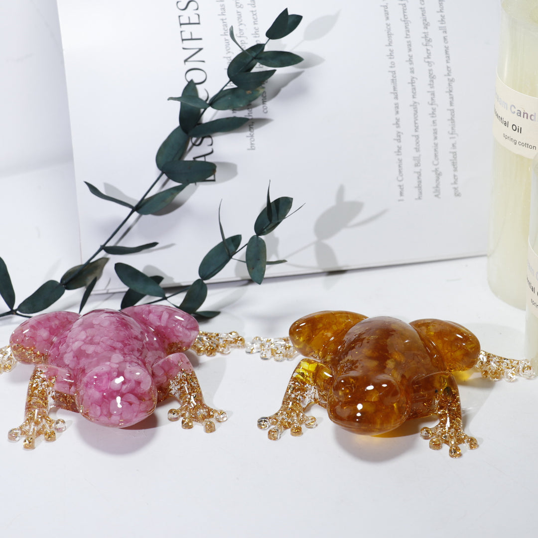 Olivenorma Crystal Resin Frog Ornament Gemstone Decoration