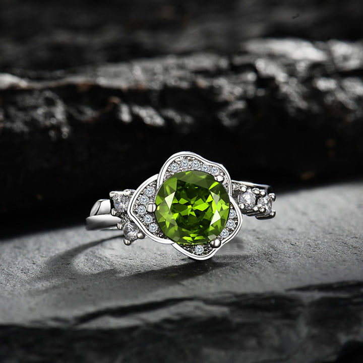 Olivenorma "The Instant Heartbeat" - Peridot with Zircon Empathy Ring