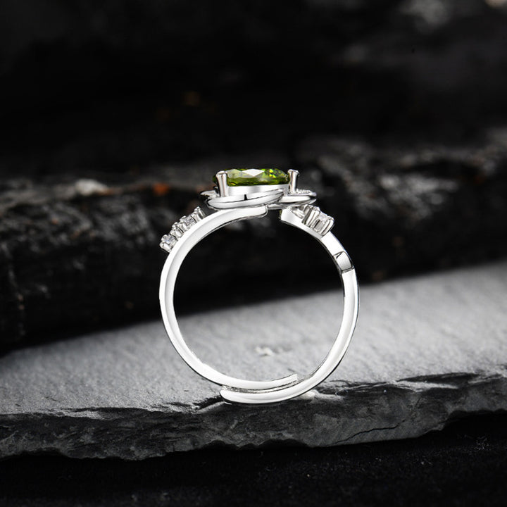 Olivenorma "The Instant Heartbeat" - Peridot with Zircon Empathy Ring