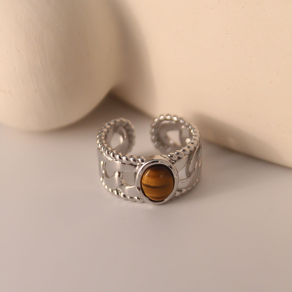 Olivenorma Tiger Eye Open Adjustable Width Ring