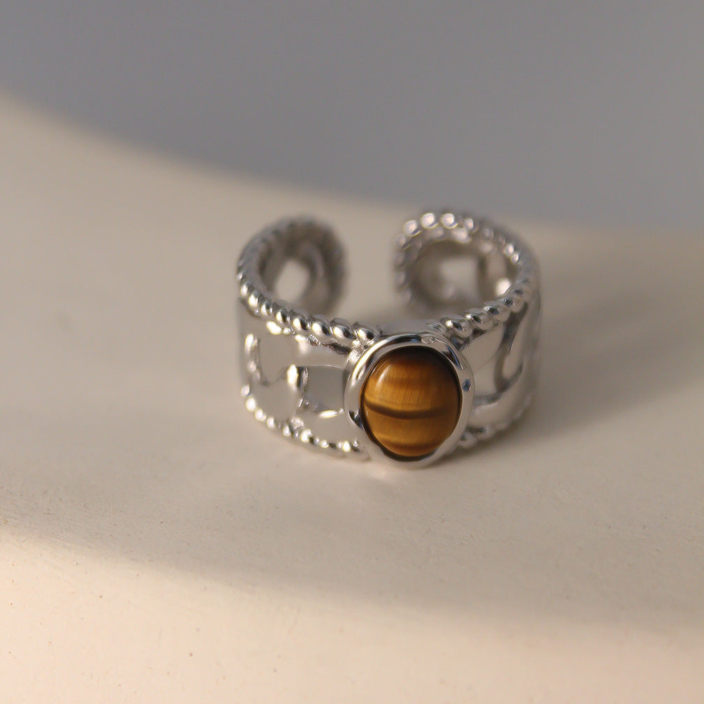 Olivenorma Tiger Eye Open Adjustable Width Ring