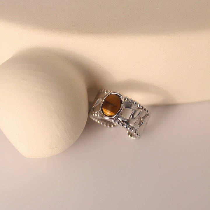 Olivenorma Tiger Eye Open Adjustable Width Ring