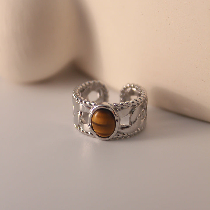 Olivenorma Tiger Eye Open Adjustable Width Ring