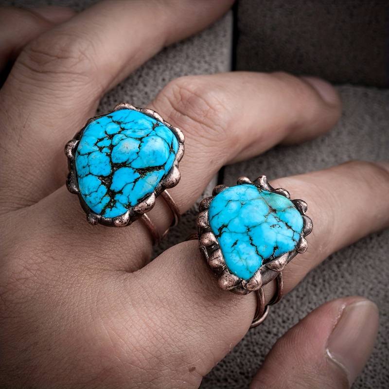 Olivenorma Irregular Turquoise Vintage Adjustable Ring