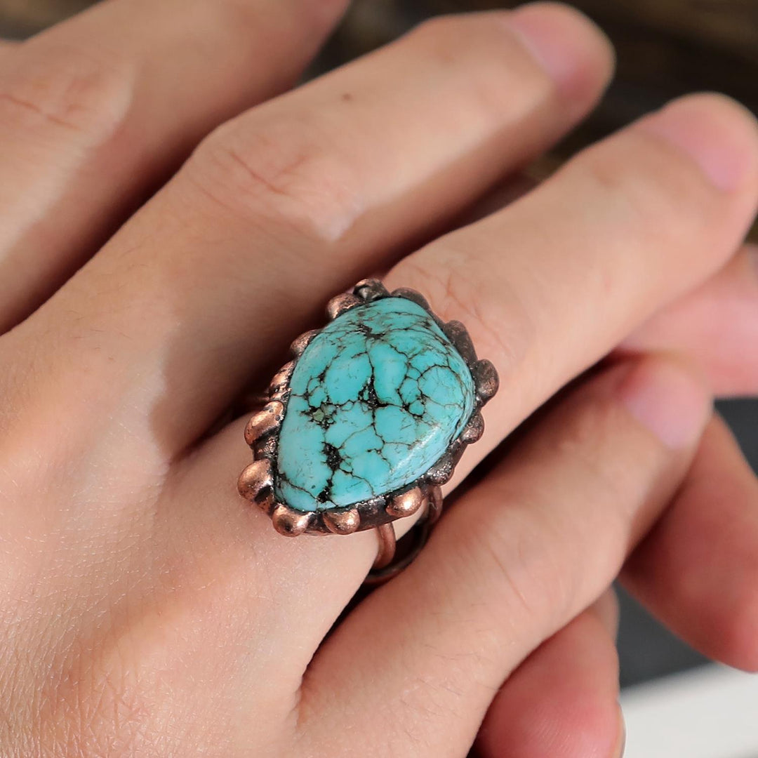 Olivenorma Irregular Turquoise Vintage Adjustable Ring