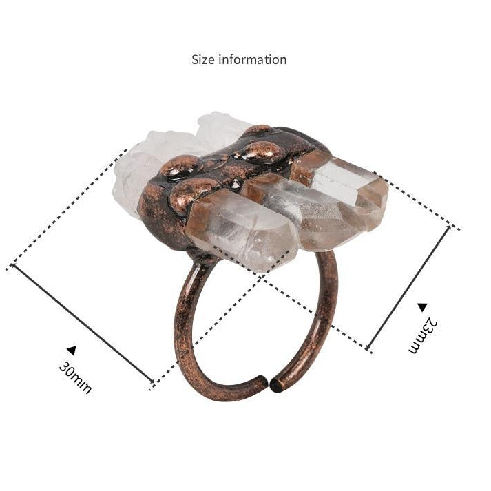 Olivenorma Natural Three Clear Quartz Adjustable Ring