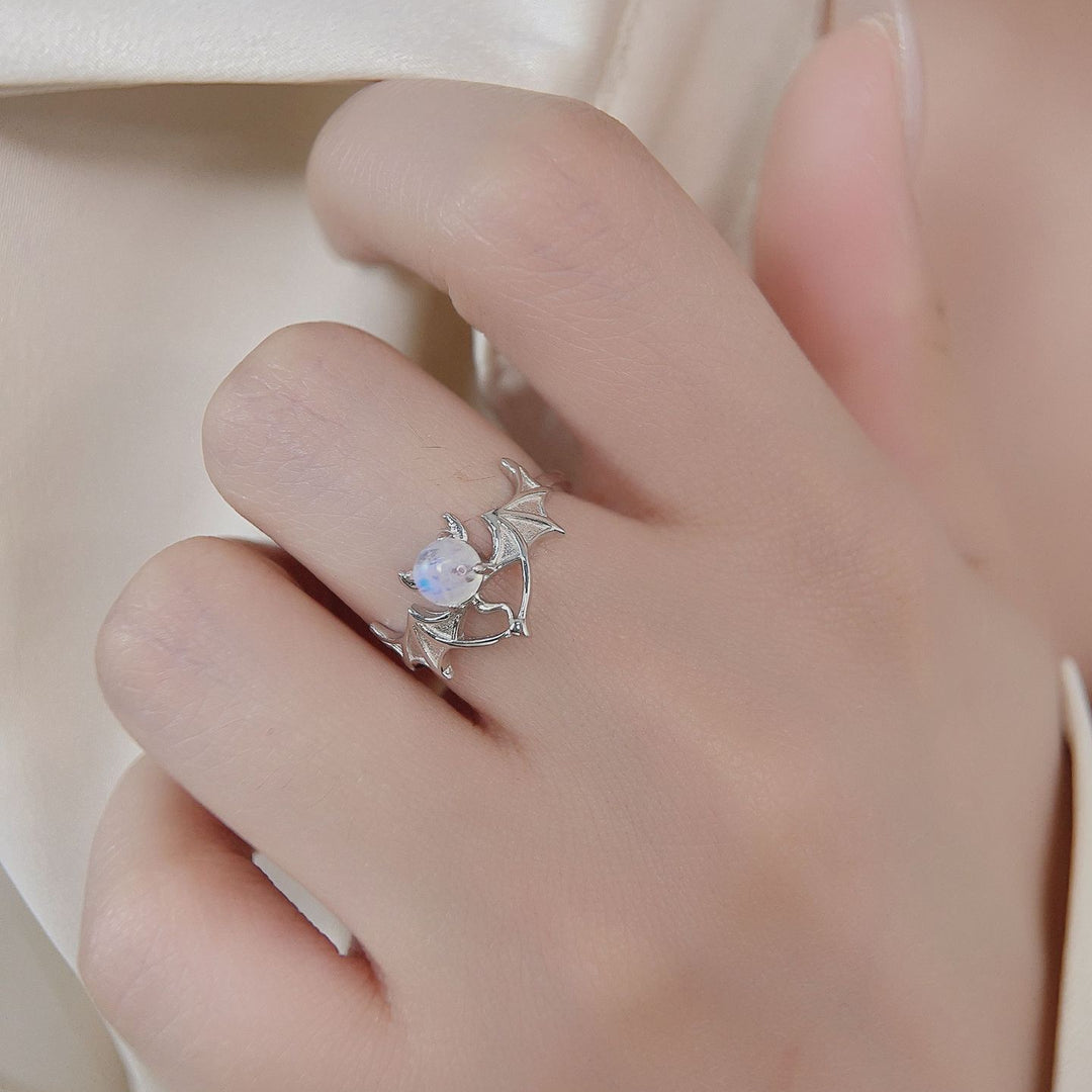 Olivenorma Moonstone Bat Design S925 Silver Ring