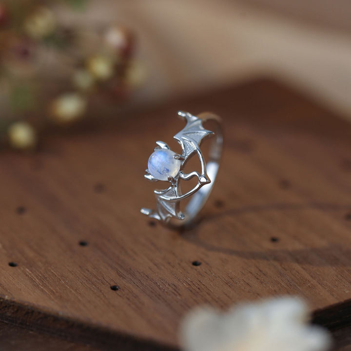 Olivenorma Moonstone Bat Design S925 Silver Ring