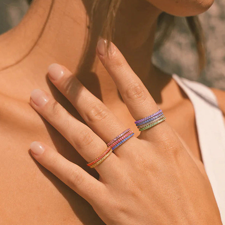 Olivenorma Birthstone Zircon Stainless Steel Thin Ring - image 18