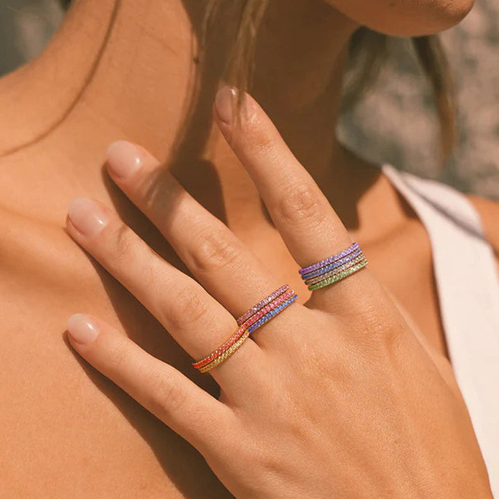 Olivenorma Birthstone Zircon Stainless Steel Thin Ring - image 18