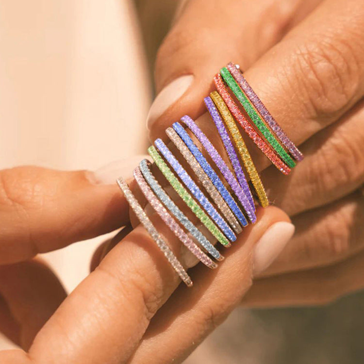 Olivenorma Birthstone Zircon Stainless Steel Thin Ring - image 14