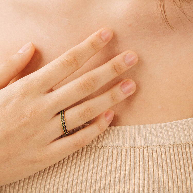 Olivenorma Birthstone Zircon Stainless Steel Thin Ring - image 20