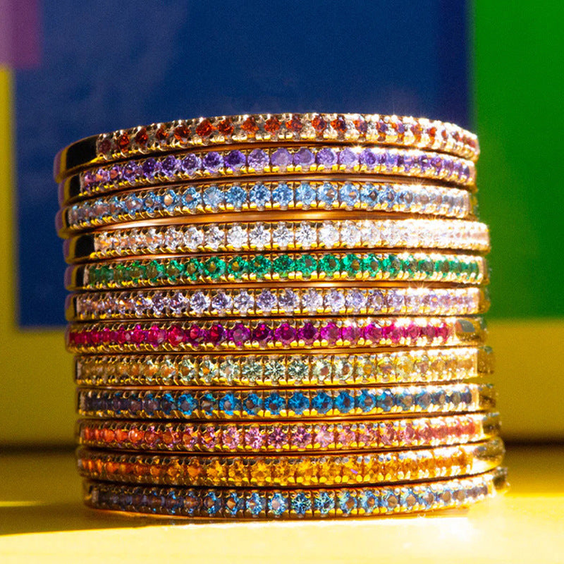 Olivenorma Birthstone Zircon Stainless Steel Thin Ring - image 23