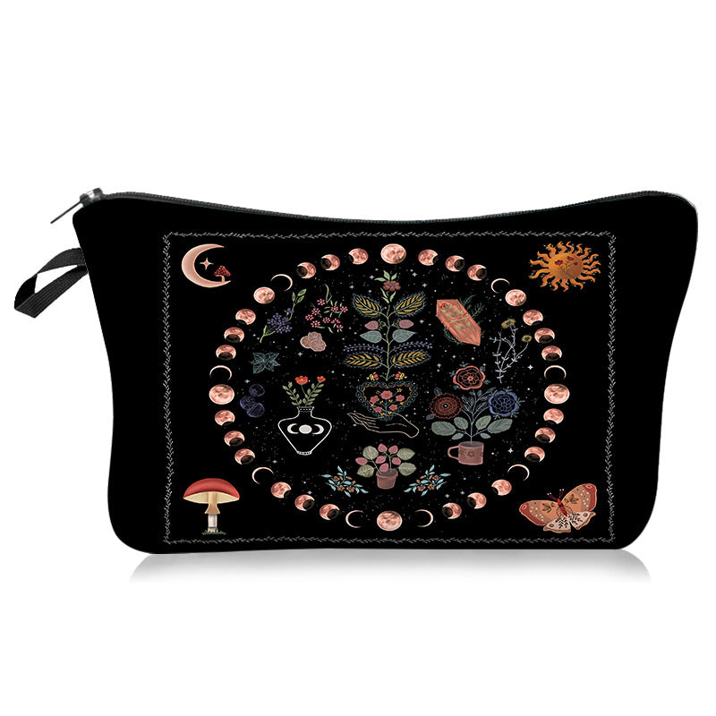 Olivenorma Moon Phase Sun Plant Pattern Cosmetic Bag