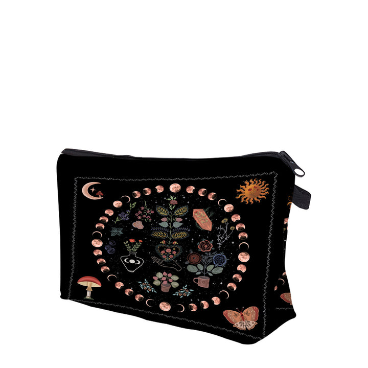 Olivenorma Moon Phase Sun Plant Pattern Cosmetic Bag