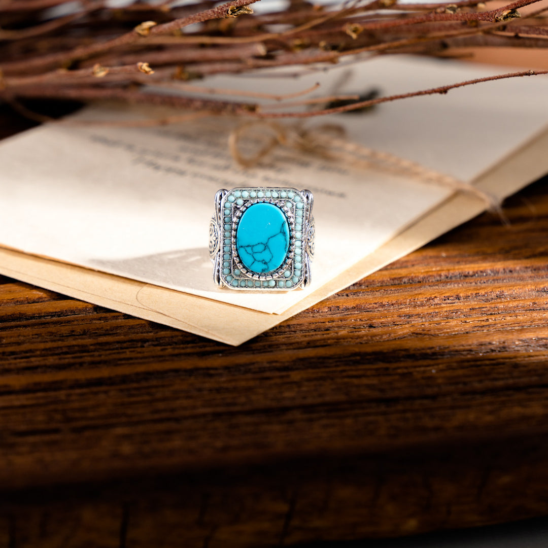 Olivenorma 925 Silver Square Turquoise Ring