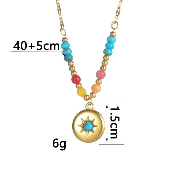 Olivenorma Turquoise Pendant Titanium Steel 14k Necklace