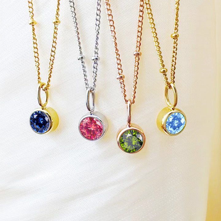 Olivenorma 8mm Round Birthstone Pendant Necklace