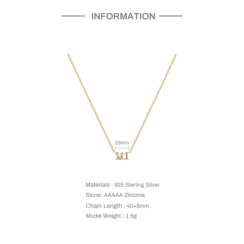 Olivenorma 925 Sterling Silver Angel Number Collarbone Necklace