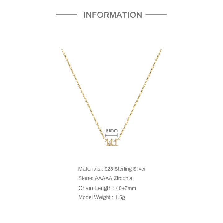 Olivenorma 925 Sterling Silver Angel Number Collarbone Necklace
